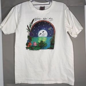 VTG Oneita Shirt Adult M White Saturday‎ Night Wild at the zoo Single Stitch USA